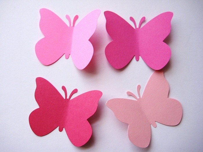 50 Large Mixed Pink Butterfly punch die cut embellishments noE415