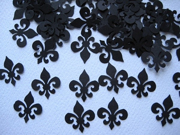 100 Black Fleur De Lis punch die cut embelishments noE192