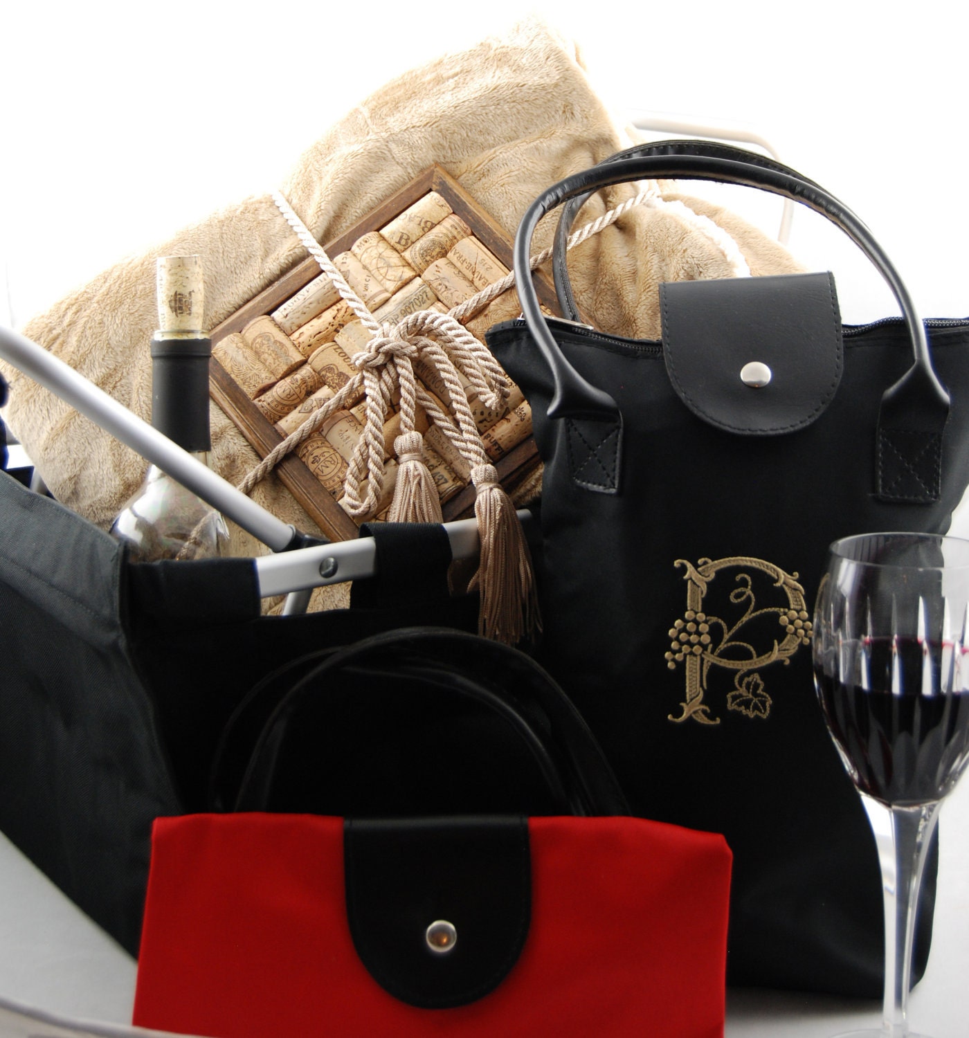 Private Listing 5 Personalized Embroidered Wine Totes