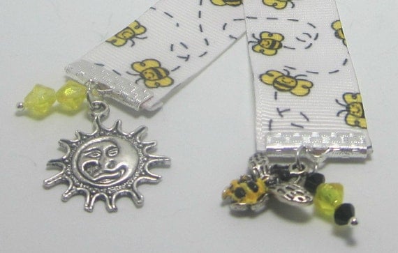 Bumble Bee Ribbon Bookmark Hand Painted Charm