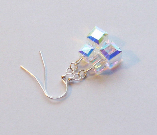 Swarovski Cube Earrings Clear AB