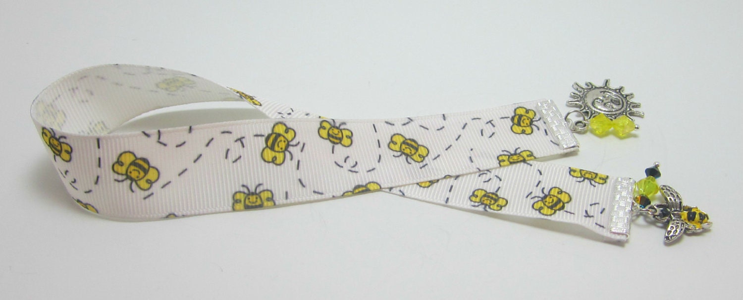 Bumble Bee Ribbon Bookmark Hand Painted Charm