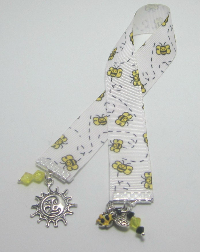 Bumble Bee Ribbon Bookmark Hand Painted Charm