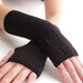 Very soft and cozy long PURE merino wool BEADED fingerless gloves/wrist warmers in black - READY to ship