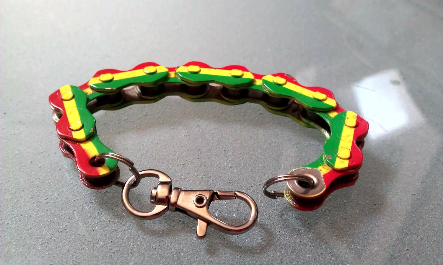 Multi-colored RASTA Bike Chain Bracelet