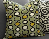 16 x 16 Mid-Century Modern Green Gold Black White Pillow Cover Contemporary Decorator Toss Throw Accent Pillow Cover