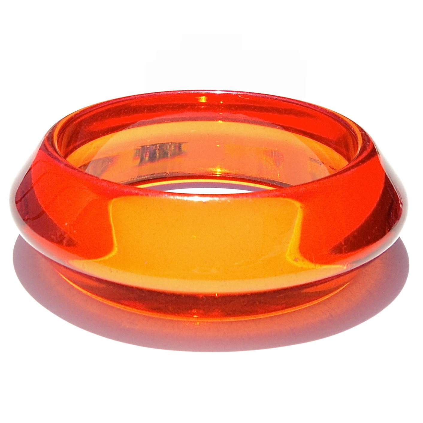 Vintage LUCITE Bangle Bracelet GROOVY SPACESHIP Amber Color Vintage Bangle