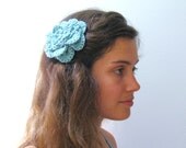 The Ruffled Flower Fascinator - Merino Blend - Light Blue