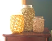 Mason Jar Wedding Centerpieces - Lace Knit - Set of 3 - Flowers / Candles - Jars Not Included