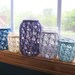 Mason Jar Wedding Centerpieces - Wedding Decoration - Beach Cottage Decor - Lace Knit - Merino Blend - Set of 5 - Ocean Blues & Purple