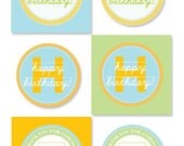 PRINTABLE Happy Birthday & Thank You - Cupcake Toppers / Tags in Modern Alphabet Theme