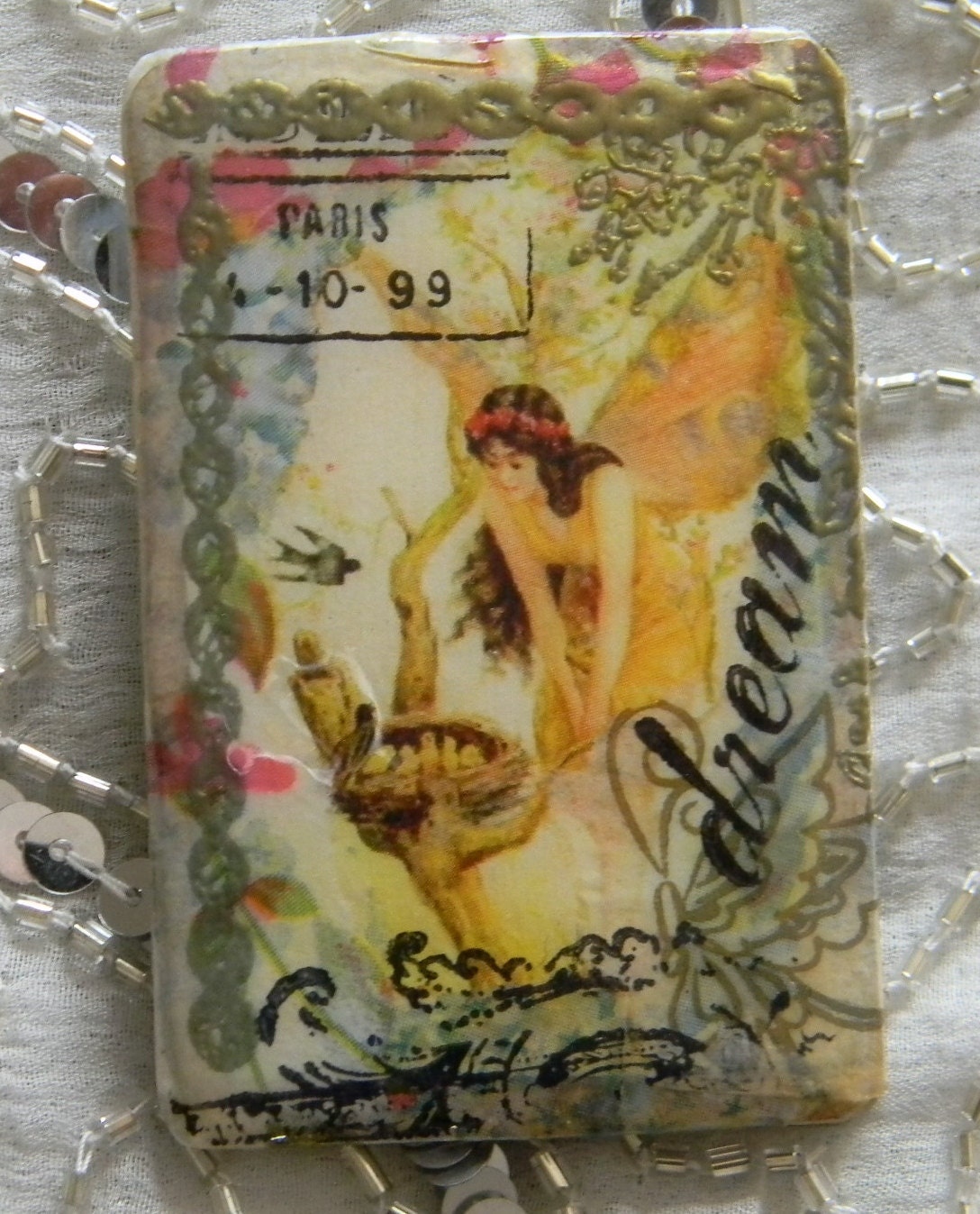 Dream Lily Fairy Decoupage Brooch