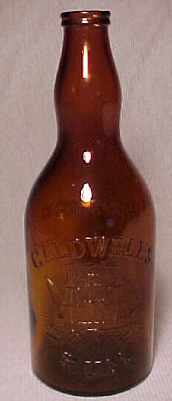 c1940s Caldwell's Rum Cork top Amber Booze by Bottlessoldcheap