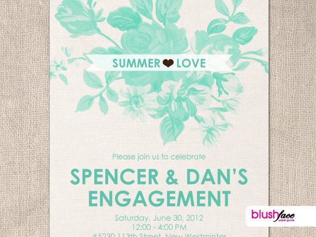 Summer Love - Engagement Party Invitation - Digital or Printed