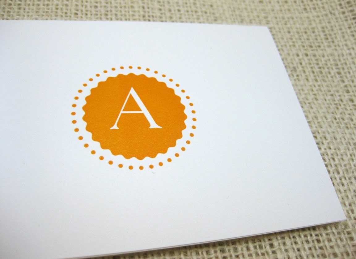 Letter A,  Letterpress stationery Set of 6