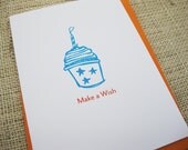 Make a Wish, Happy Birthday, Cyan Blue, Cupcake, Stars, Candle, Happy Birthday card