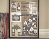 NYC Park Slope Brooklyn Art Print - Silkscreen Artprint 18" x 24"
