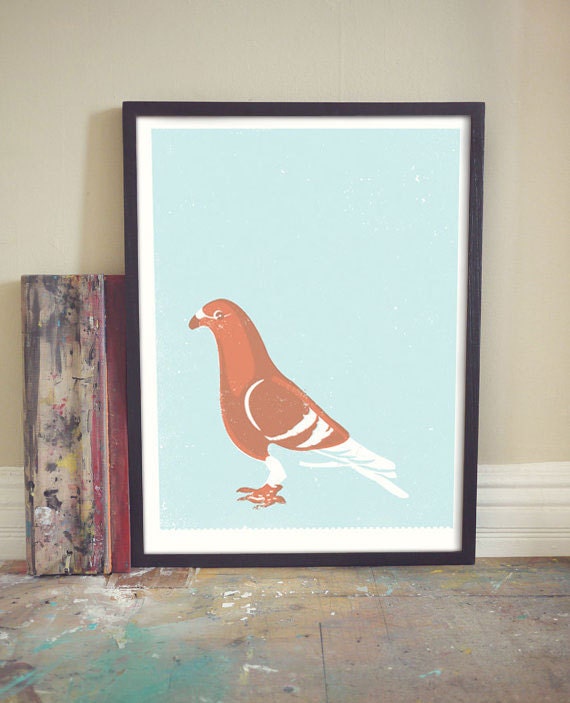 Pigeon Art Print / Silkscreen Print 18 x 24