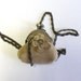 Beige leather mini coin purse necklace