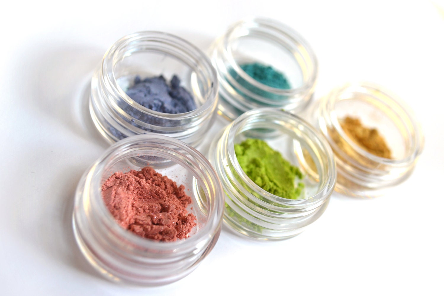 SAMPLES - Mineral Eyeshadow Sampler - Set of FIVE - Pure & Natural Mineral Eye Color Pigment Makeup Samples - Noella Beauty Works Cosmetics
