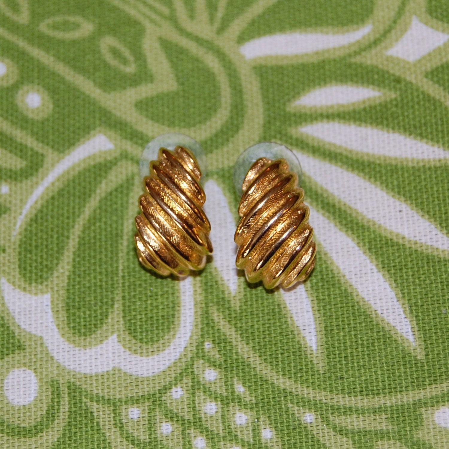 Vintage signed Anne Klein Pierced Gold Tone Earrings