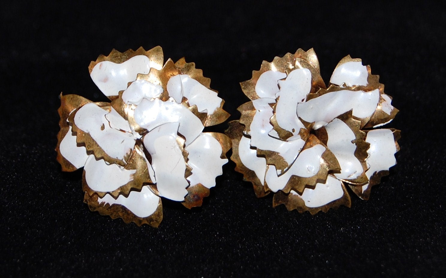 Vintage Flower Clip On Earrings