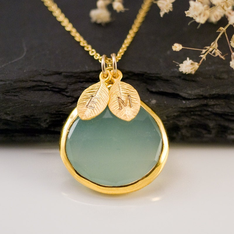 Aqua Blue Chalcedony Necklace Personalized Necklace