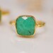 CLEARANCE Chrysoprase Ring with natural black inclusions - Gemstone Ring - Bezel Ring - Stackable Ring - Mother's Day Gift