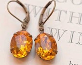 Topaz Earrings, Estate Style, Vintage Jewelry - Amber Harvest