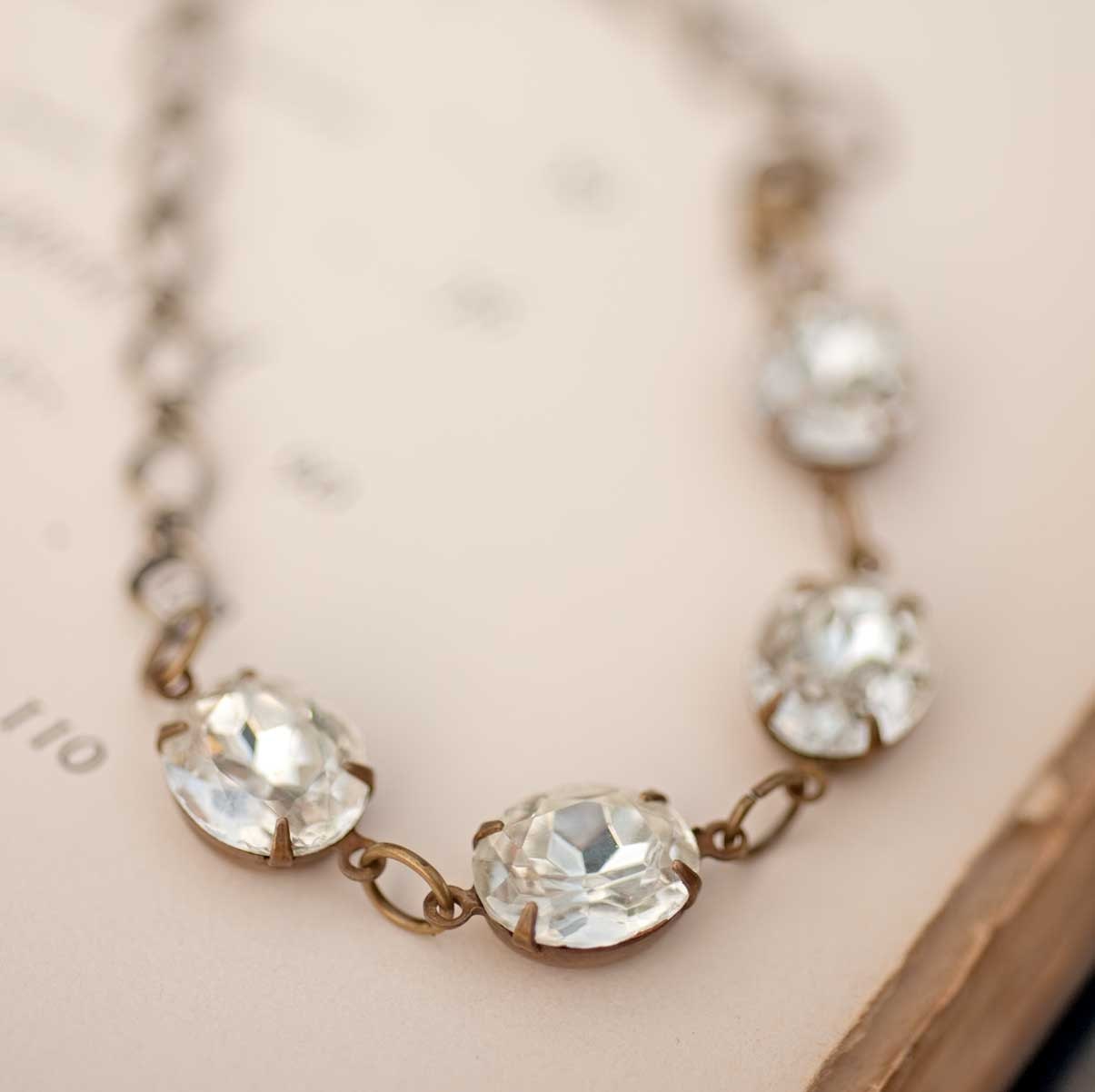 Spring wedding bridesmaid gift crystal bracelet estate style jewelry vintage jewelry white crystal Jewels Gift For Her