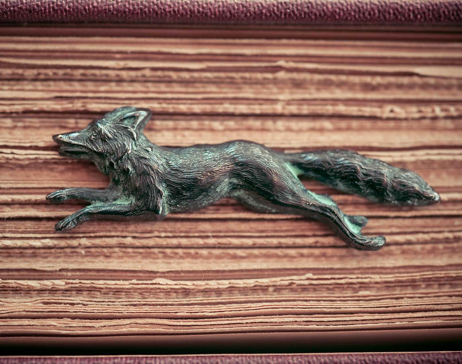 Fox Brooch Vintage Pin Woodland Animal Verdigris Fox Spring Indie Jewelry Natural History