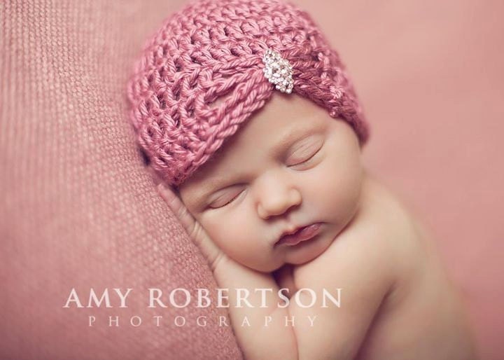 Baby Hat- Newborn Hat- Plum Wine Jewel Flapper Hat