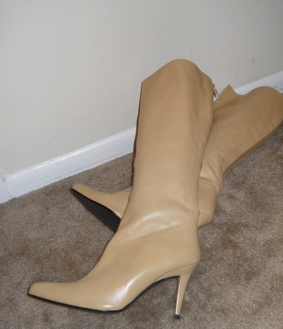 cream boots knee high