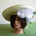 BIG Brim Vintage Pale Green Mr. John Straw hat with Flower