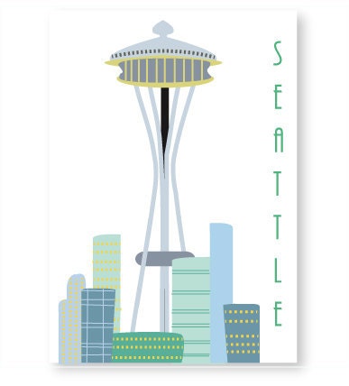 Retro Seattle Skyline