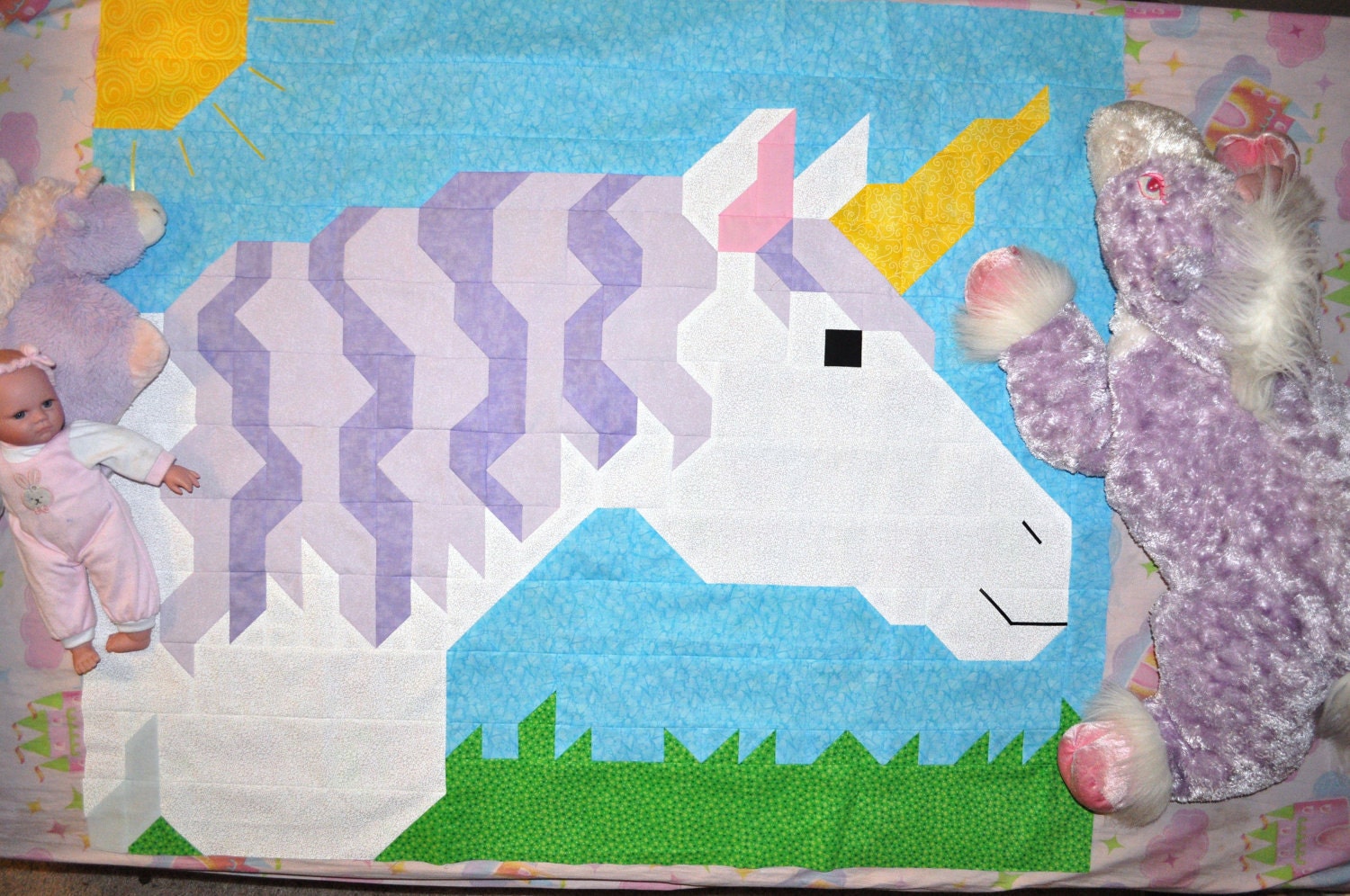 Unicorn Quilt Pattern 3 sizes PDF by CountedQuilts on Etsy