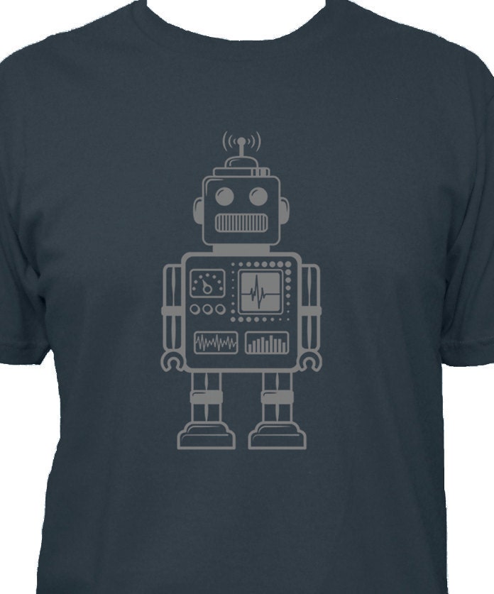 Robot Shirt - Retro Robot Mens T Shirt - 5 Colors Available - Cotton TShirt - Gift Friendly