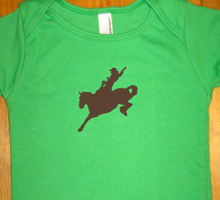 Horse Rodeo Cowboy Shirt - Infant / Baby Lap Tee - in Green or Lavender - Sizes 6-12 month, 12-18 month, and 18-24 month - Gift Friendly
