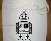 Robot Bag - Retro Robot Tote - Made in USA - Gift Friendly