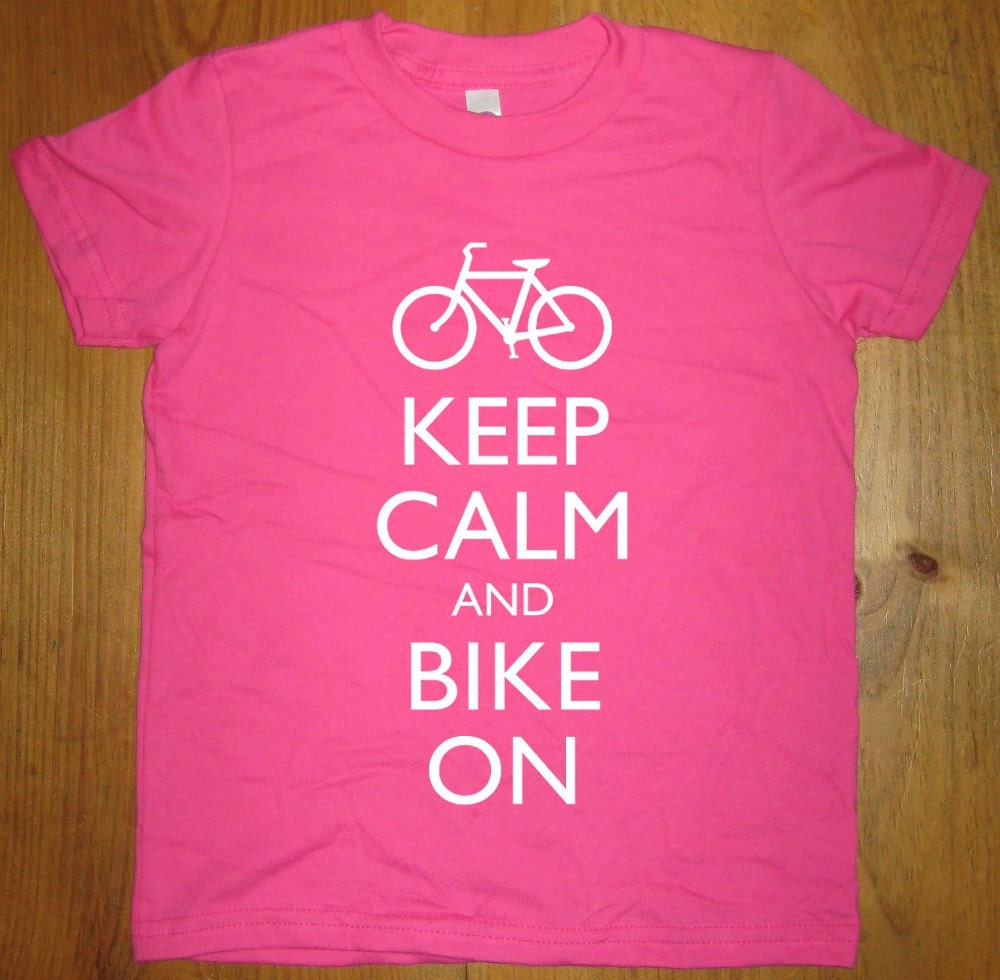 Bicycle Shirt - Keep Calm and Bike On - 7 Colors Available - Kids Tshirt Sizes 2T, 4T, 6, 8, 10, 12 - Gift Friendly