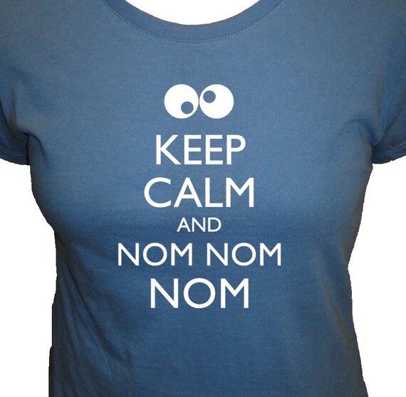 Cookie Monster Shirt - Keep Calm and Carry On - Nom Nom Nom - Organic T Shirt - 4 Colors - Organic Bamboo and Cotton T Shirt - Gift Friendly