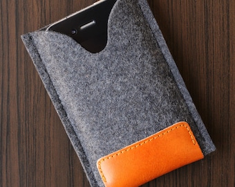 iPhone Felt / Leather Case - Dark Grey