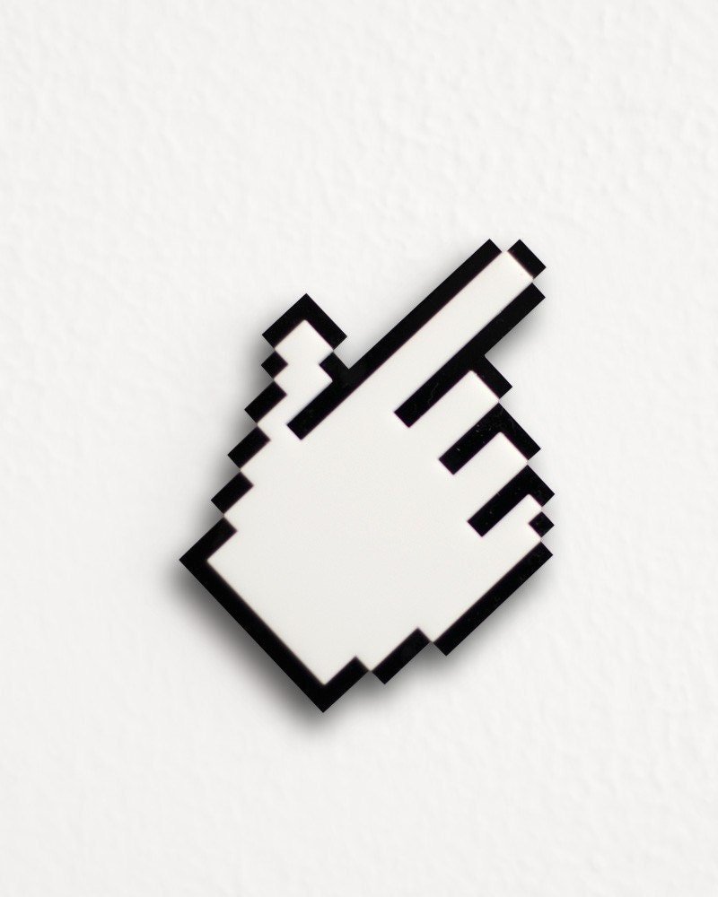 Pixel Hand Cursor Brooch / Necklace