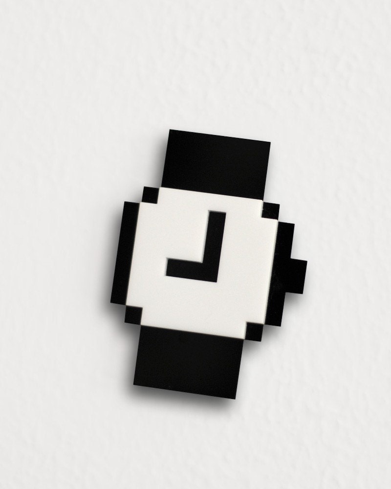 Mac Pixel Clock Icon Brooch / Necklace