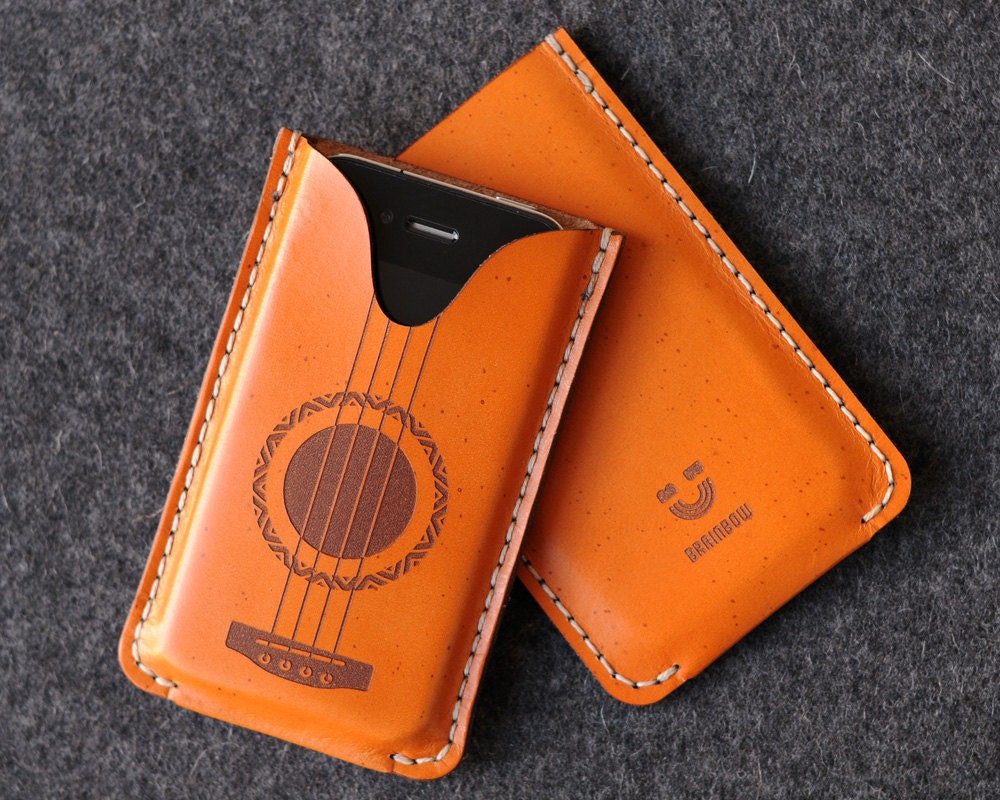iPhone Leather Case with back pocket - Ukulele