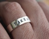 unique mens wedding ring stamped taken chunky sterling promise ring boyfriends girlfriends gift