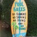 Pool Rules Tropical Surfboard Wall Art Hanging Patio Plaque Sign