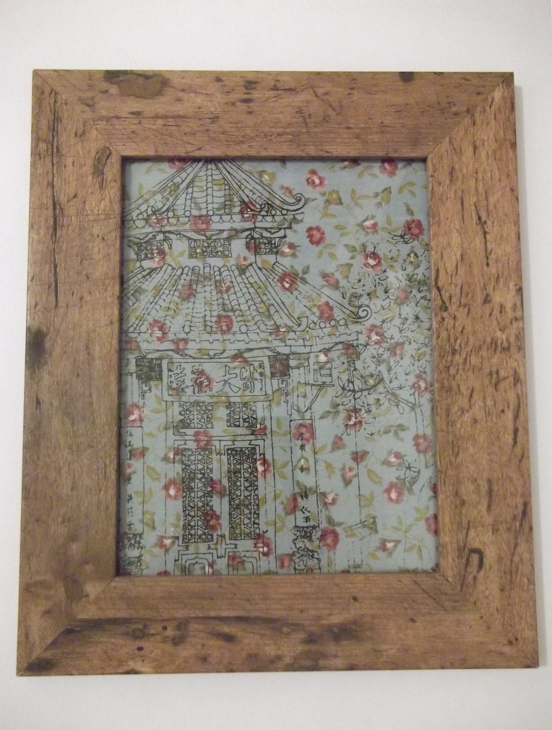 Temple - Framed Red Rose Floral Screenprint