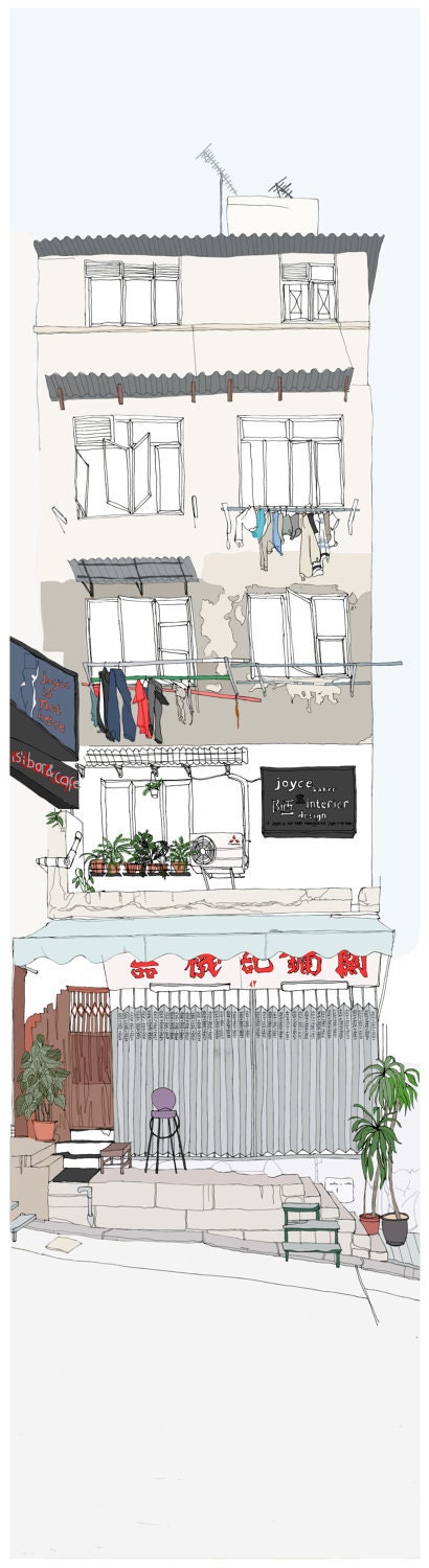 Joyce is not Here, Hong Kong - Colour Illustration Print 8.4" x 34.4"