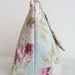 Shabby Chic Sponge Bag. Large Make up Bag. English Rose. Pastel blue. pink. Roseprint